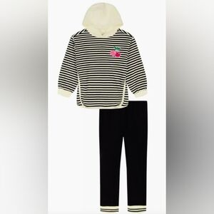 ❄️ Kids Headquarters Girl's Black&White Striped Hooded Ensemble NWT Size 6X